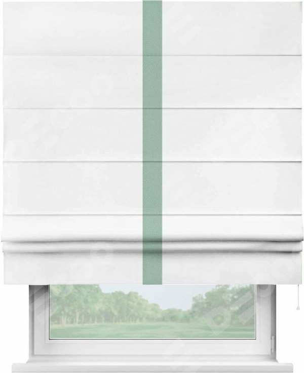 Римская штора «Кортин» с кантом Хайвэй, для проема, ткань однотонная белоснежная