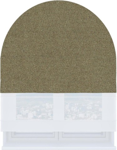 Римская штора «Кортин» день-ночь для арочного проёма, лён блэкаут бежевый