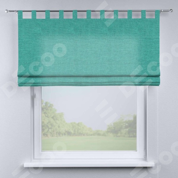 Римская штора на петлях «Кортин», ткань лён изумрудный