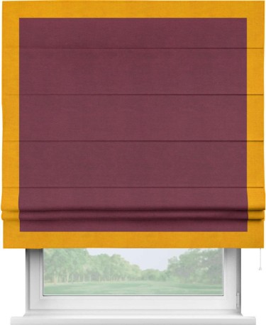 Римская штора «Кортин» с кантом Чесс, для проема, ткань вельвет бордовый