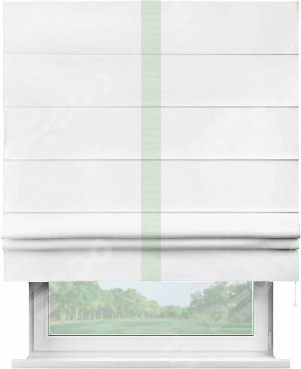 Римская штора «Кортин» с кантом Хайвэй, для проема, ткань однотонная белоснежная