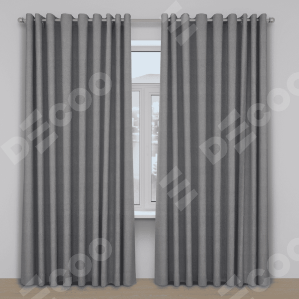 Шторы на люверсах ткань лён димаут, серый