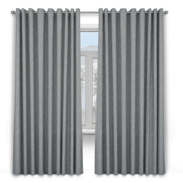 Комплект штор 2 шт, рогожка димаут, цвет тёмно-серый, от 45 см