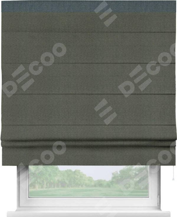 Римская штора «Кортин» с кантом Кинг, для проема, ткань лён димаут, графит