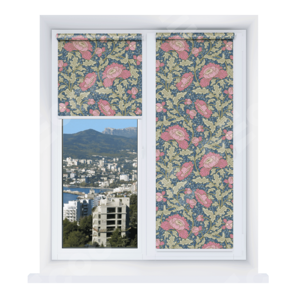 Рулонная штора Мини с принтом Розовые цветы