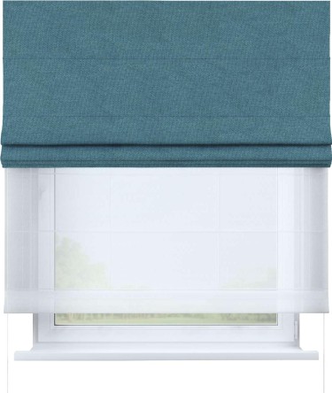 Римская штора «Кортин», лён димаут светло-синий, день-ночь