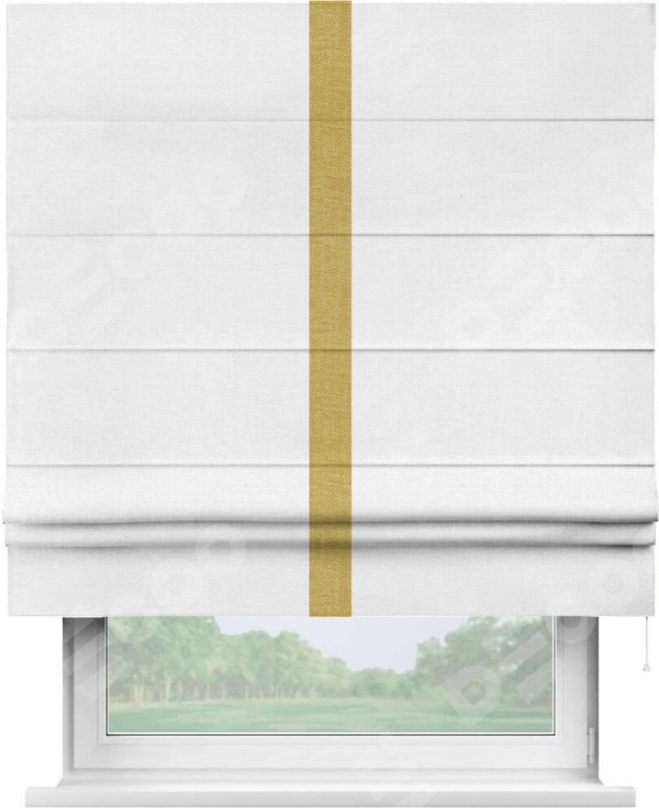 Римская штора «Кортин» с кантом Хайвэй, для проема, ткань лён белый