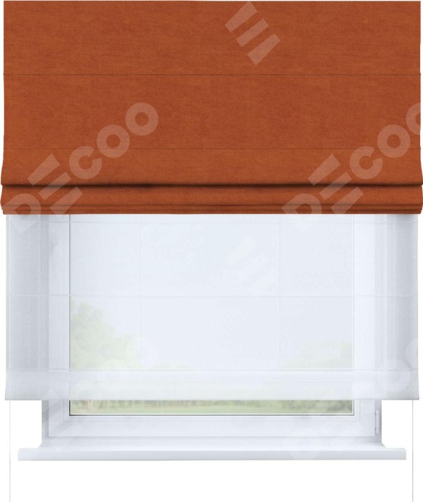 Римская штора «Кортин» день-ночь, ткань вельвет терракотовый