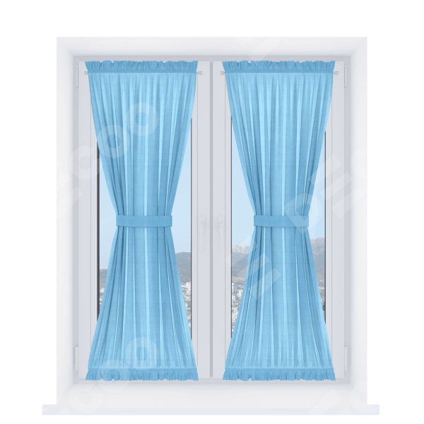 Штора песочные часы «Кортин» вельвет голубой