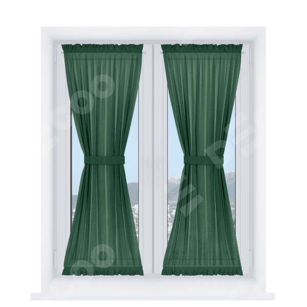 Штора песочные часы «Кортин», ткань лён серо-зелёный