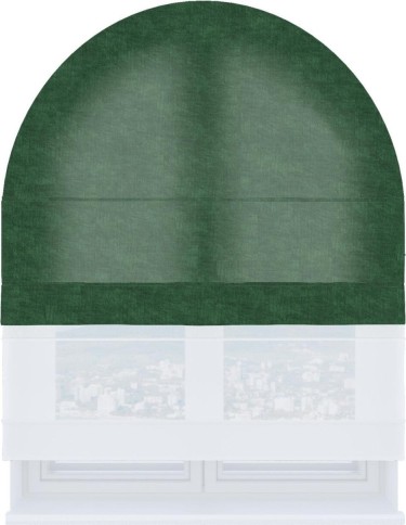 Римская штора «Кортин», канвас тёмно-зелёный, день-ночь для арочного проёма