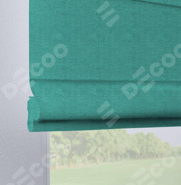 Римская штора на петлях «Кортин», ткань лён изумрудный