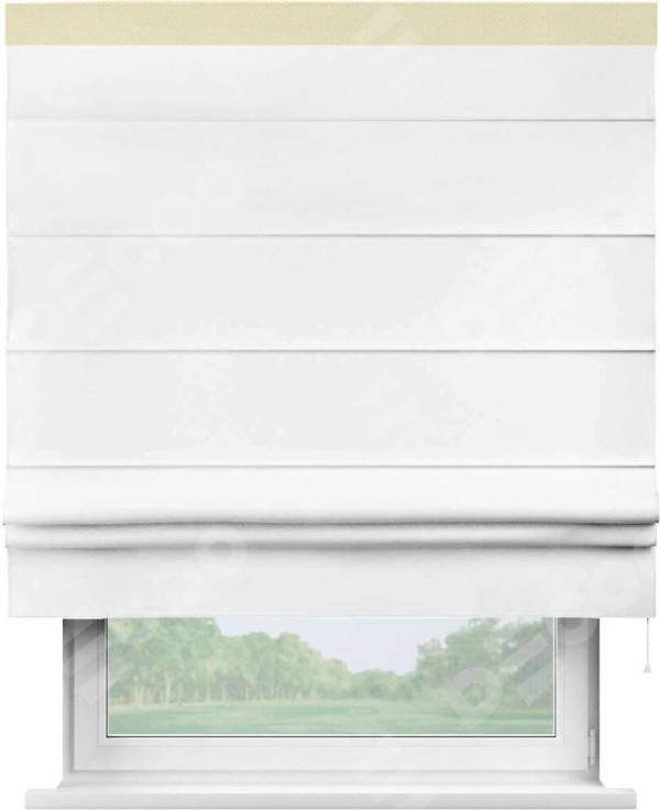 Римская штора «Кортин» с кантом Кинг, для проема, ткань однотонная белоснежная