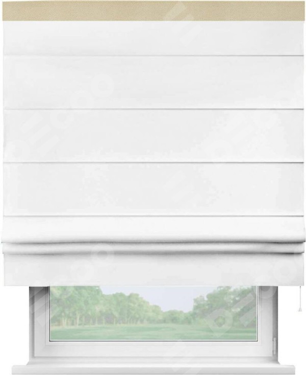 Римская штора «Кортин» с кантом Кинг, для проема, ткань однотонная белоснежная