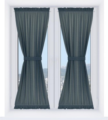 Штора песочные часы «Кортин» лён димаут серо-синий