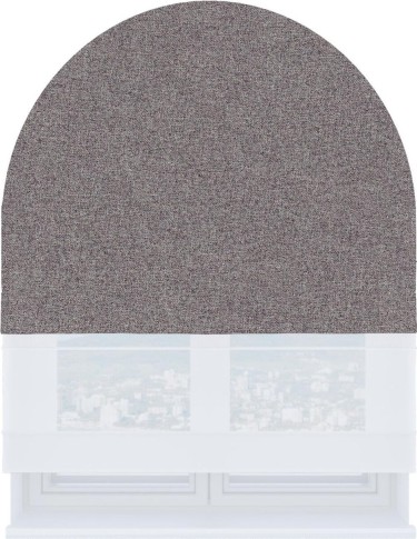 Римская штора «Кортин» день-ночь для арочного проёма, лён блэкаут сиреневый