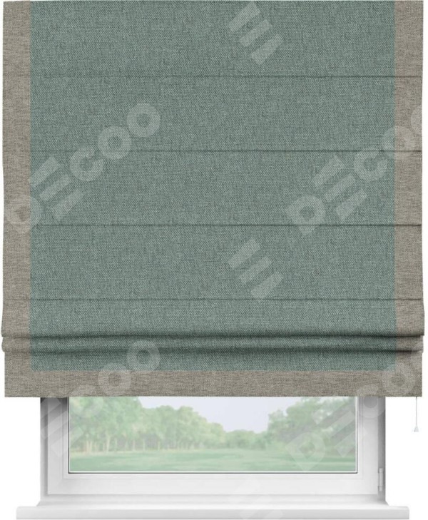 Римская штора «Кортин» с кантом Виктория, для проема, ткань стиф димаут серо-голубой