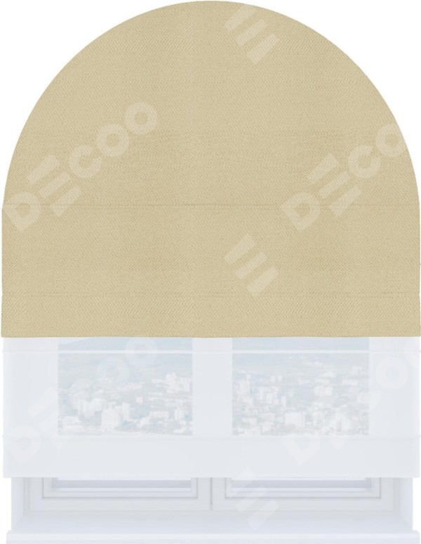 Римская штора «Кортин» день-ночь для арочного проёма, ткань блэкаут однотонный милано латте