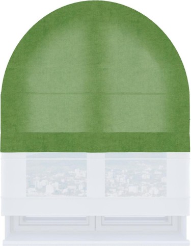 Римская штора «Кортин» день-ночь для арочного проёма, ткань вельвет салатовый