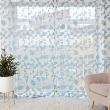 Тюль Этель «Абстракция», без утяжелителя, ширина — 135 см, высота — 270 см, голубой