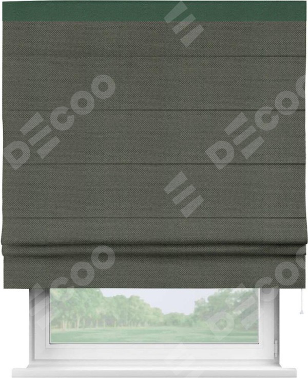 Римская штора «Кортин» с кантом Кинг, для проема, ткань лён димаут, графит