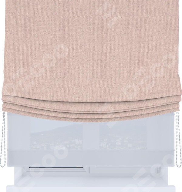 Римская штора «Кортин», день-ночь с мягкими складками, блэкаут с блеском сиреневый