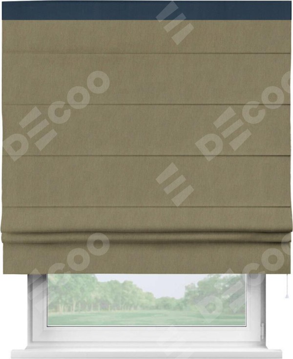 Римская штора «Кортин» с кантом Кинг, для проема, ткань блэкаут однотонный бежево-золотой