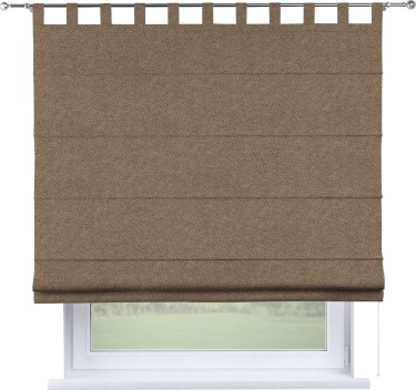 Римская штора «Кортин», лён димаут коричневый, на петлях