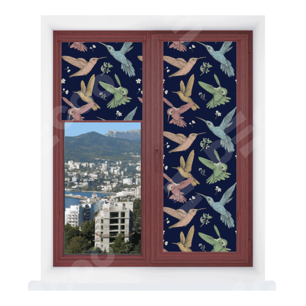 Рулонная штора Уни 2 с принтом Птицы и цветы