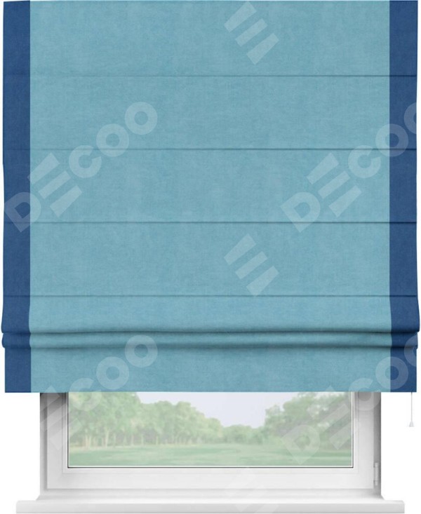 Римская штора «Кортин» с кантом Стрим Дуо, для проема, ткань вельвет ментоловый