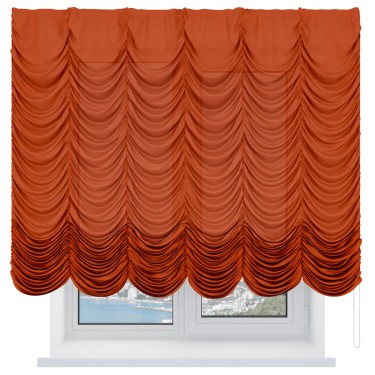 Французская штора «Кортин», лён терракотовый
